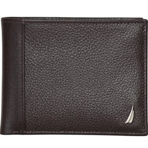New Nautica J Class Dark Brown Men's Bifold Leather Wallet | RFID Blocking
